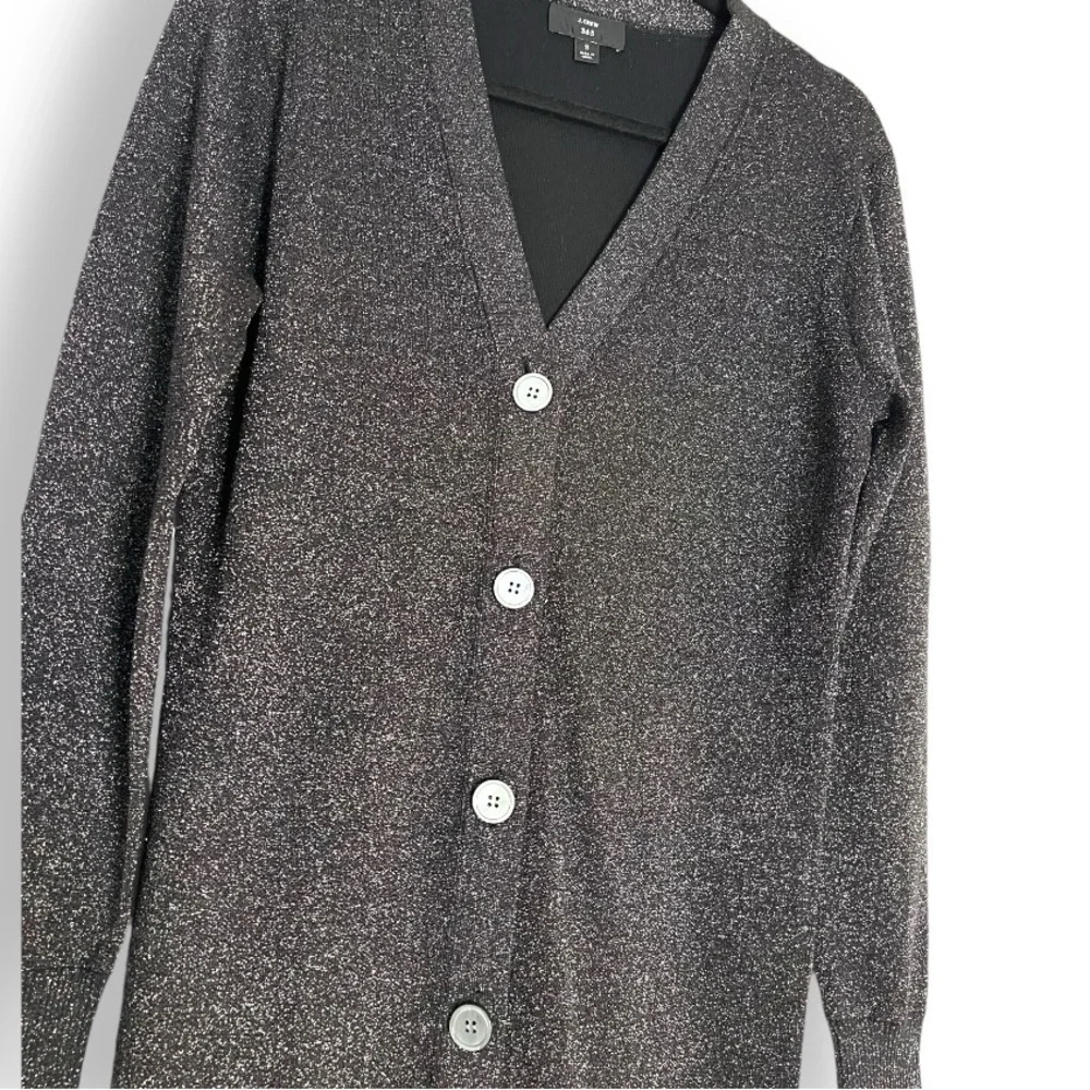 J. Crew 365 V Neck Metallic Silver Sparkle Button Front Sweater Dress NWOT